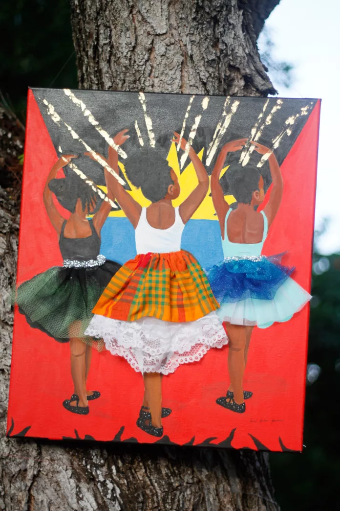 antigua and barbuda art week featured artist carol gordon goodwin’s painting of young dancers in antigua and barbuda